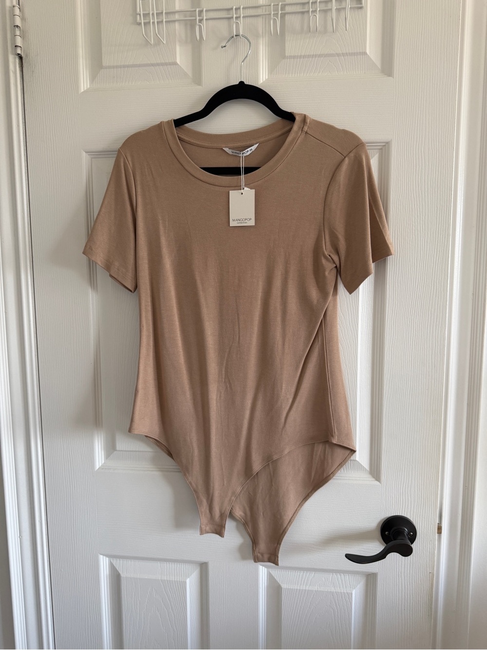 NWT - Mangopop Short Sleeve Crew Neck Bodysuit - Beige
